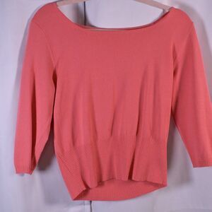 VTG Talbots Pink 3/4 Sleeve Rayon Nylon Pullover Sweater Womens Medium Petite